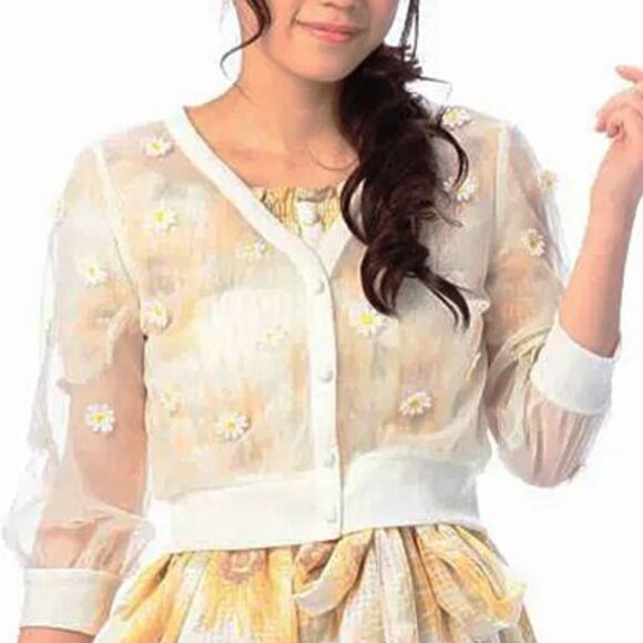 LIZ LISA girly kei himekaji sunflower applique cardigan - Picture 1 of 9